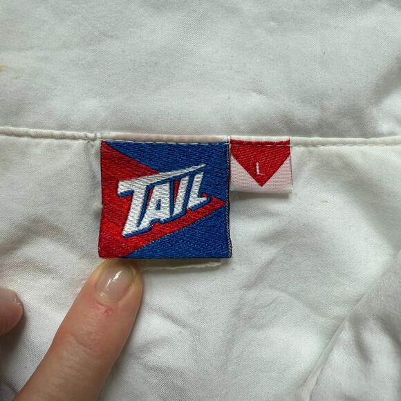 Tail Vintage 80s 90s White & Red Striped Zip Windbreaker Jacket L - Picture 5 of 9
